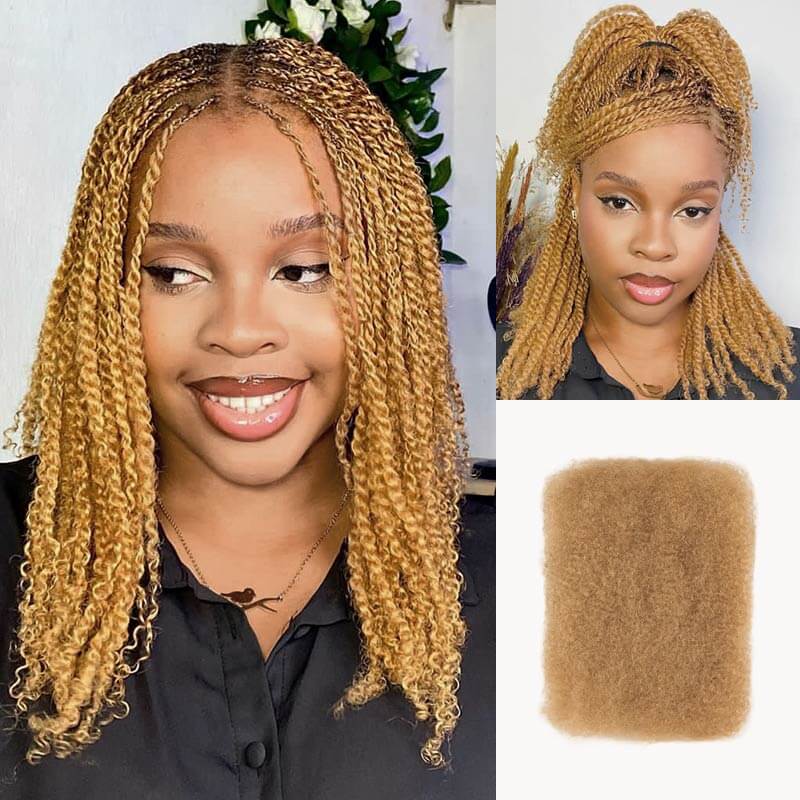 honey blonde colored afro kinky bulk human hair 