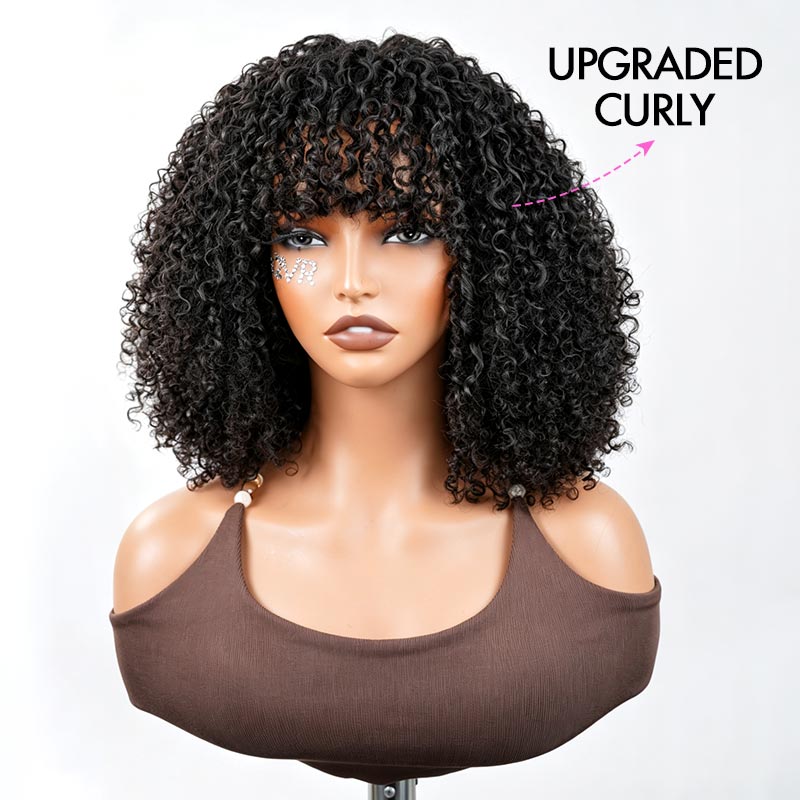 Jerry Curly Short Pixie Bob Cut Perruques de cheveux humains avec une frange Highlight Honey Blonde Perruques colorées pour les femmes noires