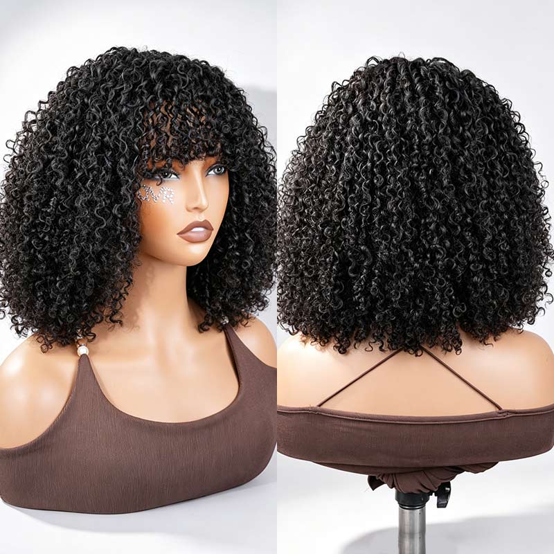 Jerry Curly Short Pixie Bob Cut Perruques de cheveux humains avec une frange Highlight Honey Blonde Perruques colorées pour les femmes noires