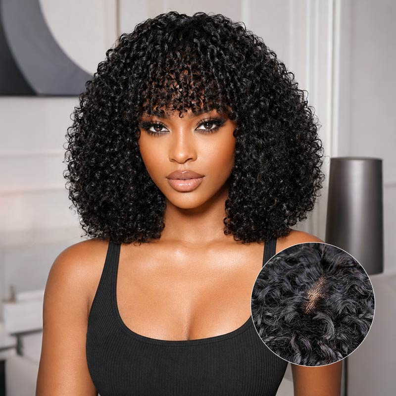 Jerry Curly Short Pixie Bob Cut Perruques de cheveux humains avec une frange Highlight Honey Blonde Perruques colorées pour les femmes noires