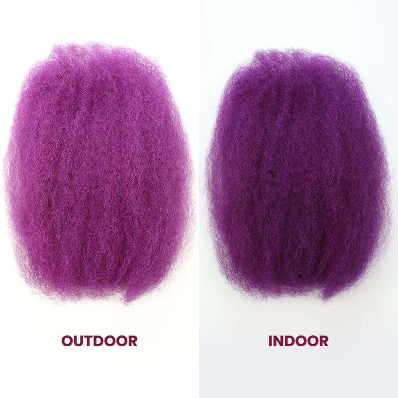 two purple afro kinky bulk human hair comparison