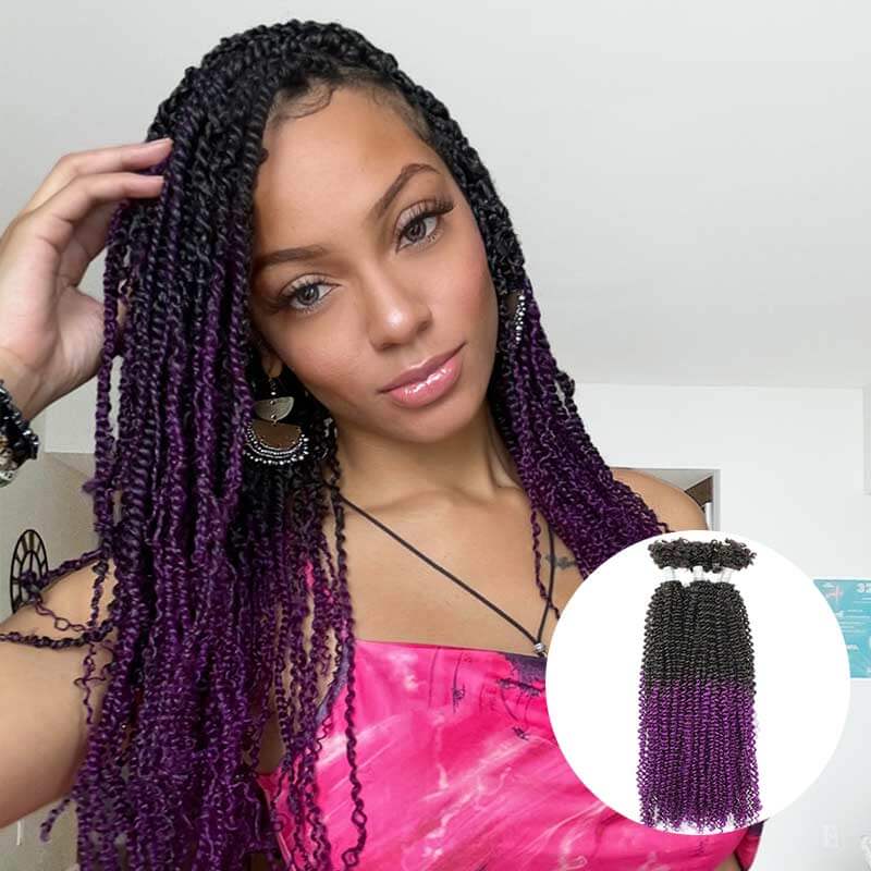 ombre black and purple human hair braiding hair