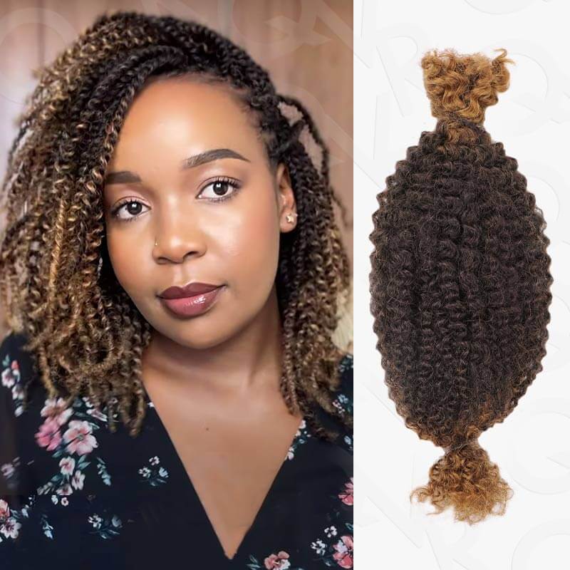 QVR Ombre Afro Kinky Bulk Braids Hair Extensions for Passion Twists &amp; Locs