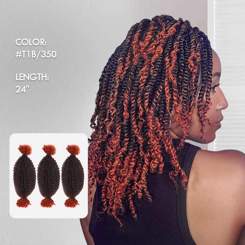 QVR Ombre Afro Kinky Bulk Braids Hair Extensions for Passion Twists &amp; Locs