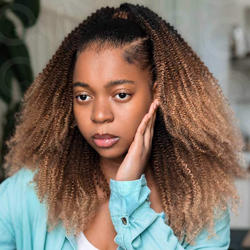 afro kinky curly crochet braids in ombre #T1B/30/27