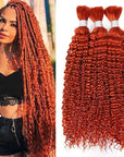 orange color kinky curly bulk braiding hair for boho braiding