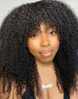 qvr glueless wigs for easy wear with a natural afro curly style.
