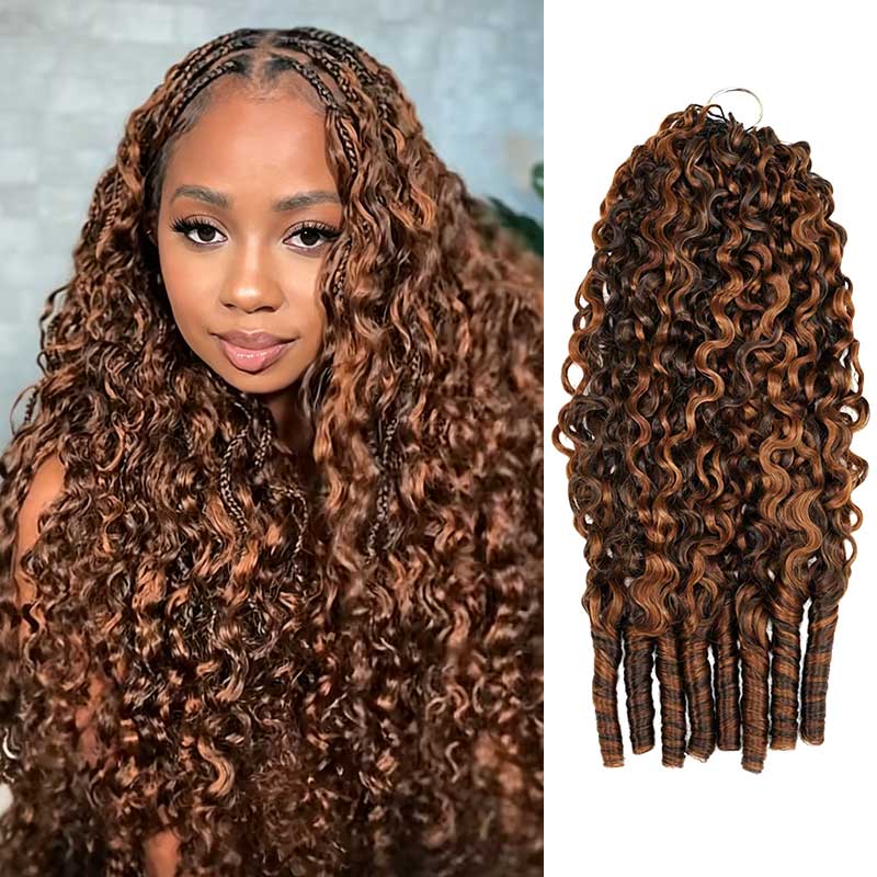 QVR Seamless Burmese Curly Feather Crochet Hair Highlight 