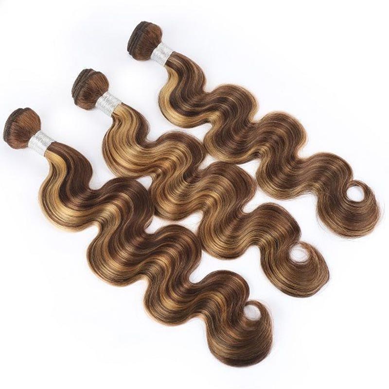 p4/27 piano highlight color body wavve ombre human hair bundles