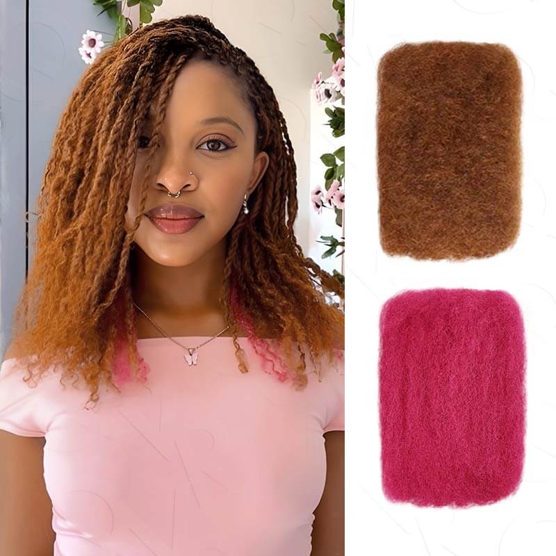 vibrant two-tone pink afro kinky bulk human hair