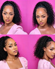 QVR Highlight Color Burmese Curly Drawstring Ponytail Human Hair Extensions for Black Women