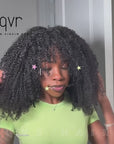 QVR Afro Twist Curly Crochet Hair Natural Black Machine Made Feather Crochet Human Hair Extension
