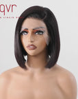 effortless and sleek blunt cut bob wig with HD lace and glueless fit