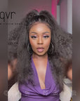 QVR Glueless 4C Edges Kinky Straight 13x4 Transparent Lace Front Human Hair Wigs