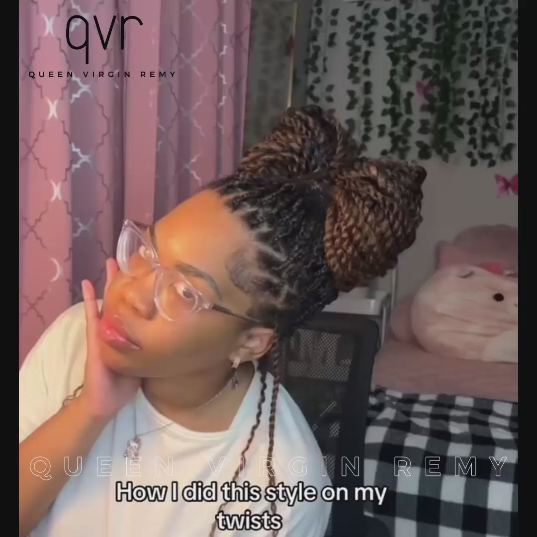 ribbon style hairstyle with afro kinky bulk 4/30 hair