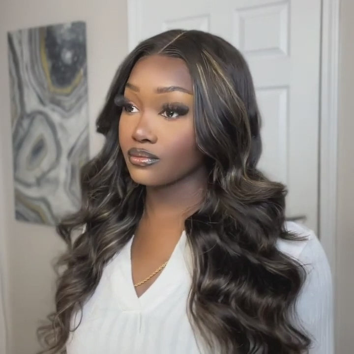 human hair wigs 13x4 lace frontal, gold sand body wave style
