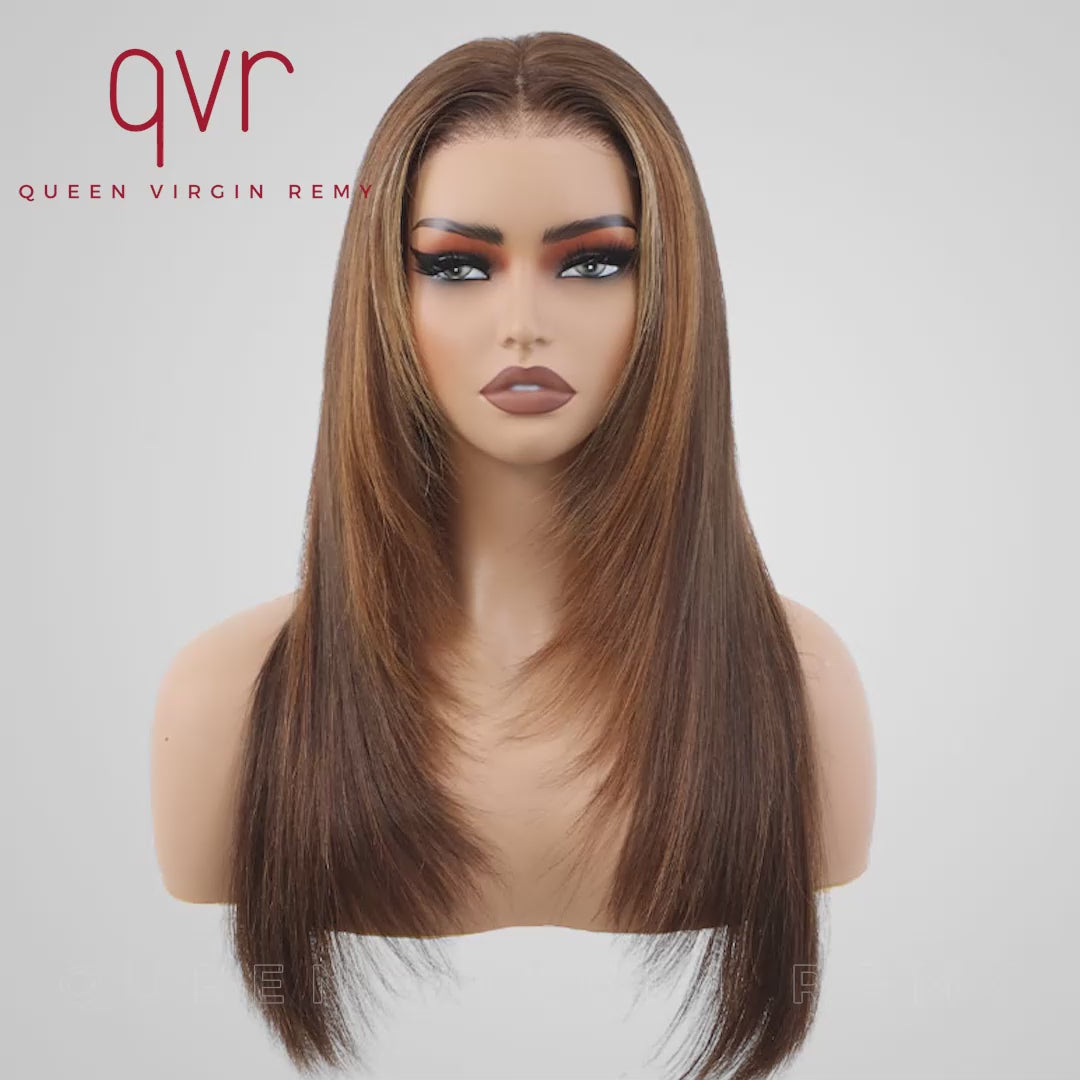 sleek and stylish glueless lace wigs with multi-tone layers