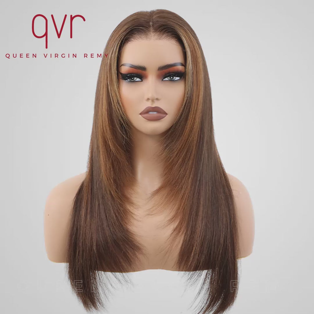 sleek and stylish glueless lace wigs with multi-tone layers