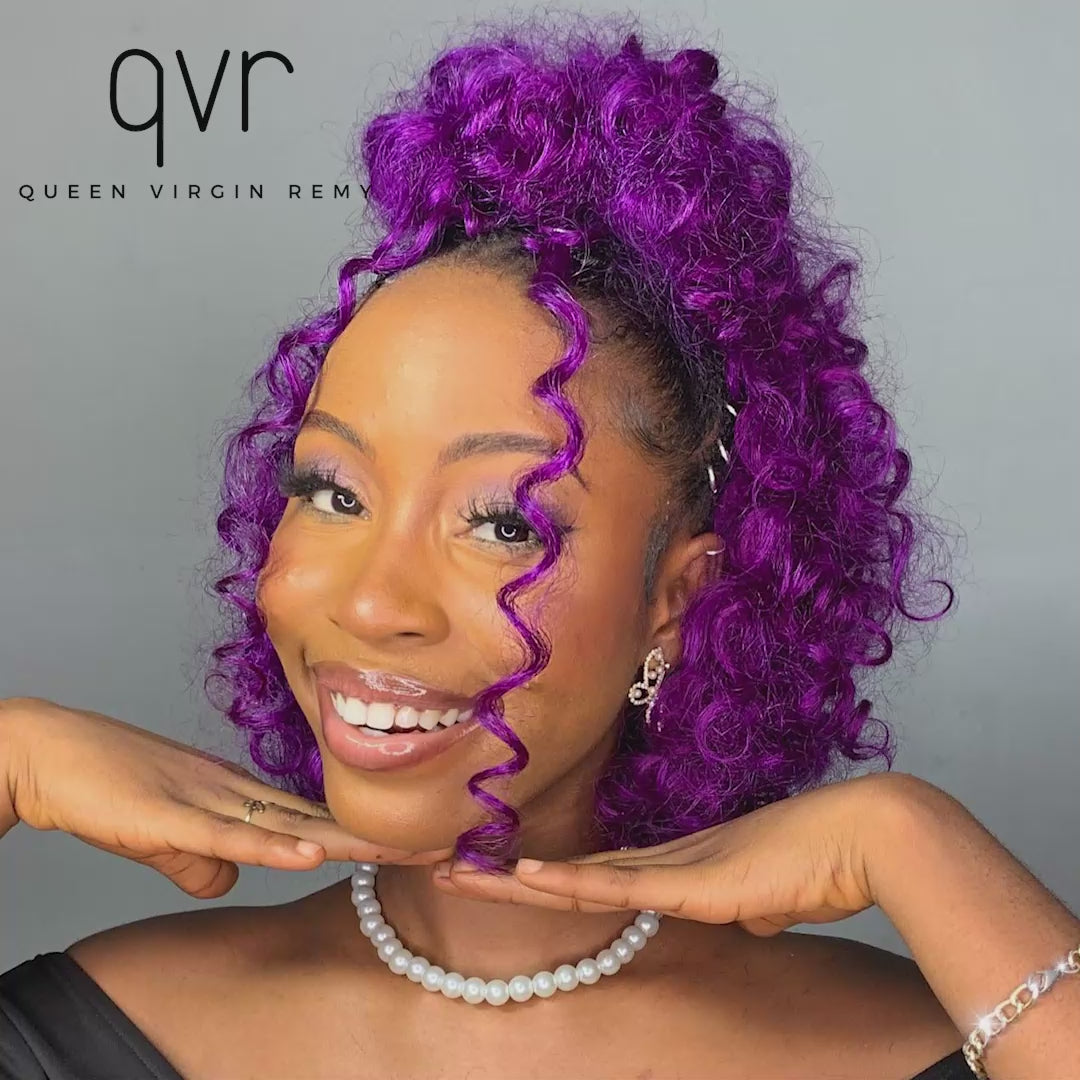 qvr purple colored bouncy curl e v bulk hair extensions