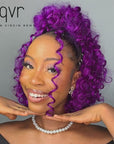 qvr purple colored bouncy curl e v bulk hair extensions