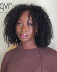 qvr kinky curly natural black v part wigs