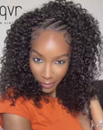 QVR Glueless Twist Curly Half Wig 250% Density Human Hair Wig Wear Go Flip Over Wig
