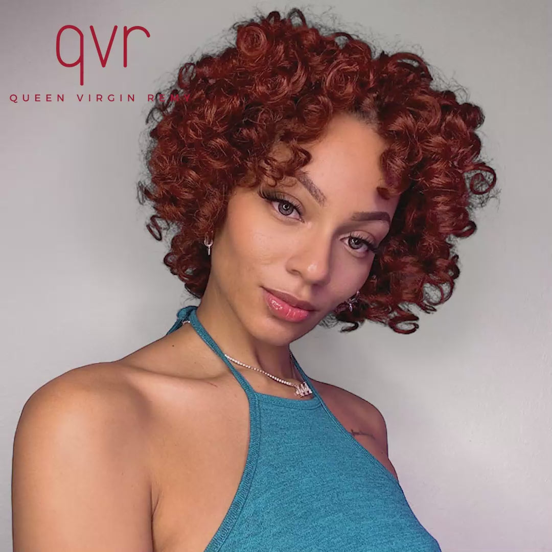 easy to apply reddish brown qvr bouncy short bulk hair extensions