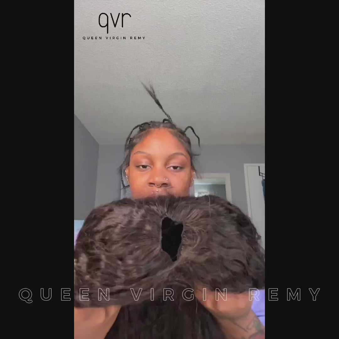 how the influncer wear and restyle the kinky straight v part human hair wig