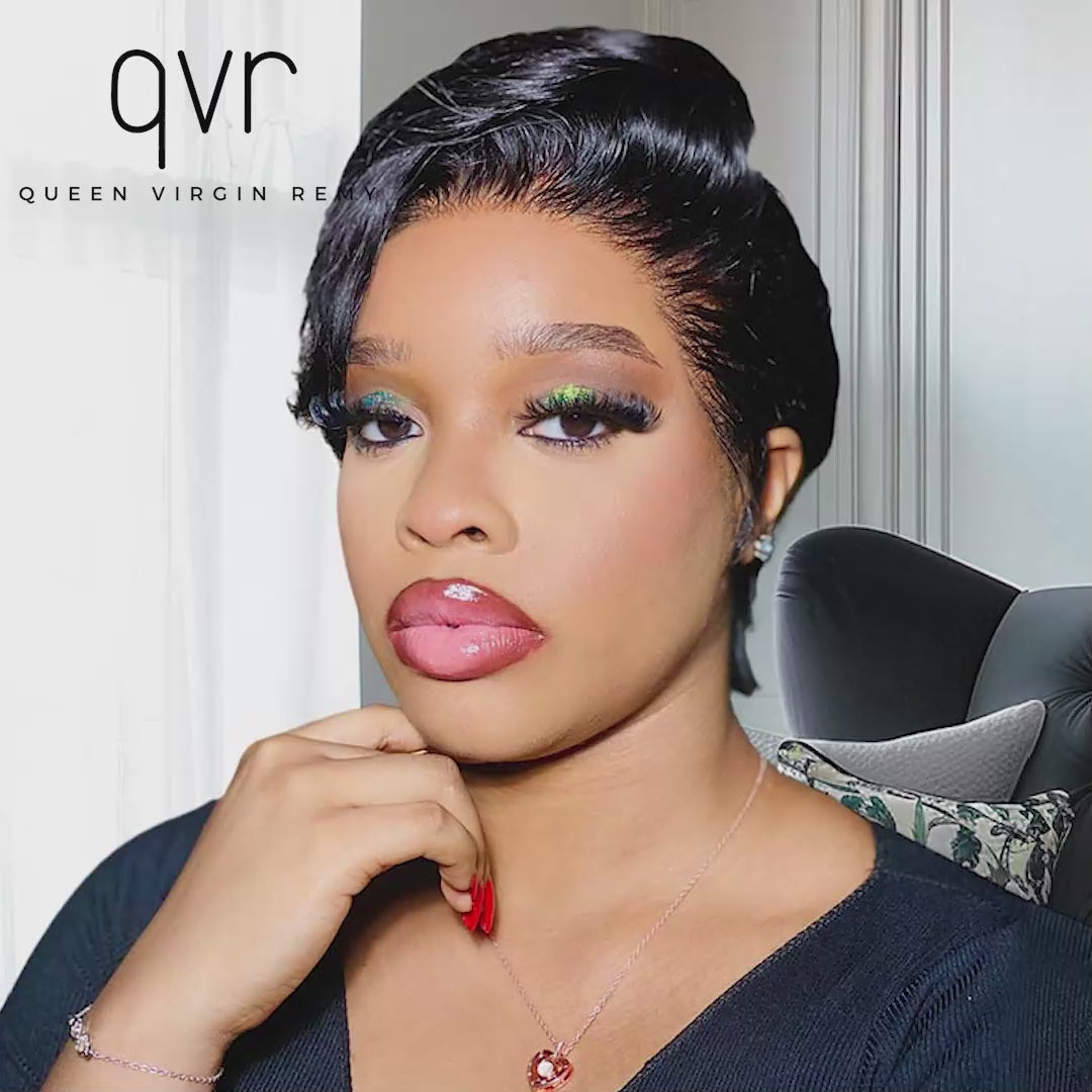 glueless side part pixie cut human hair wigs for chic black girls