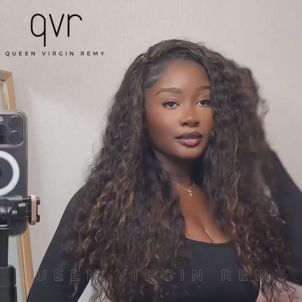 how influencer styled qvr water wave multi colored crochet human hair extensions