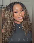 QVR Sun-Kissed Blonde Mixed Highlights Feather Crochet Human Hair Water Wave Miracle Knots Crochet Weave Hair Extensions