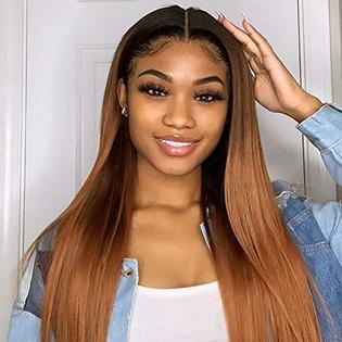 4x4 lace closure glueless human hair wigs with honey brown