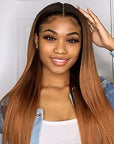 4x4 lace closure glueless human hair wigs with honey brown