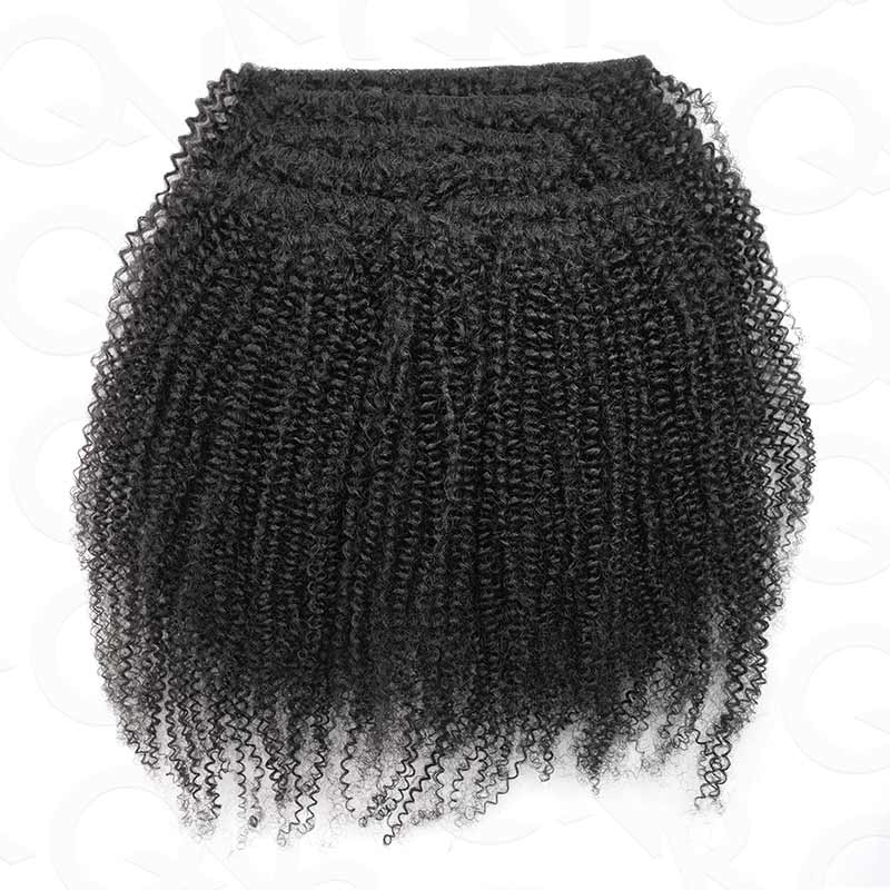 9 pcs afro kinky curly human hair clip in hair extensions
