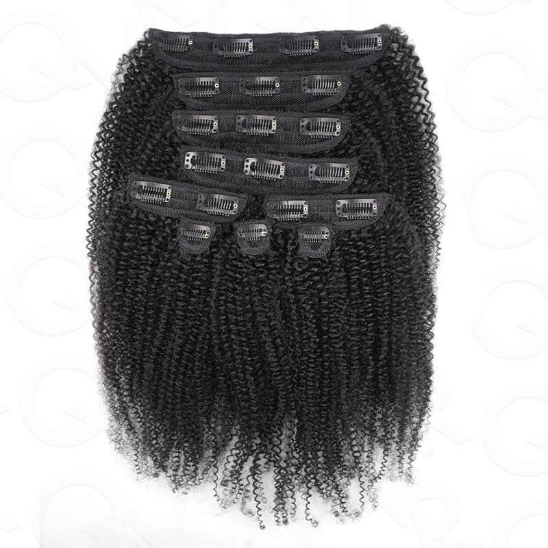 9pcs weft in afro kinky culry human hair clip in hair extensions