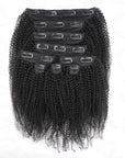9pcs weft in afro kinky culry human hair clip in hair extensions