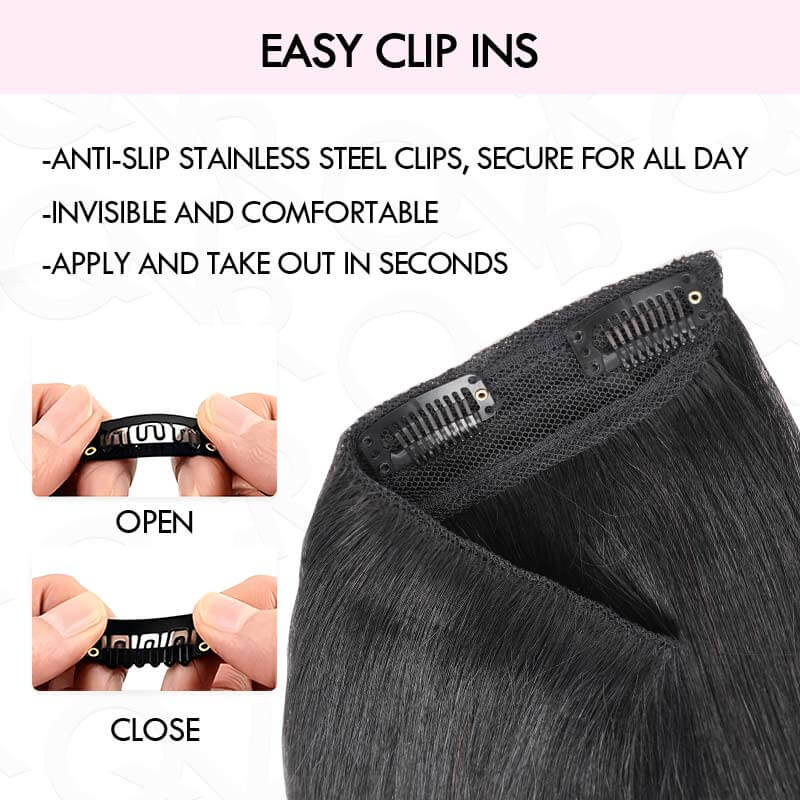 easy to use qvr natural black weft clip ins