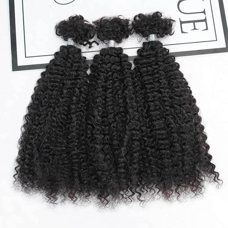 qvr hair afro kinky curly textured human hair bulk for braiding