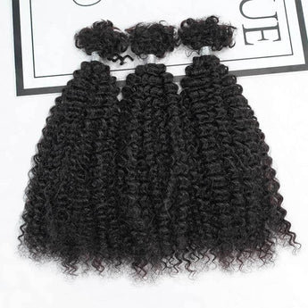 qvr hair afro kinky curly textured human hair bulk for braiding