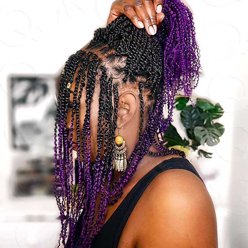 natural black/purple passion twist hair for mini twists