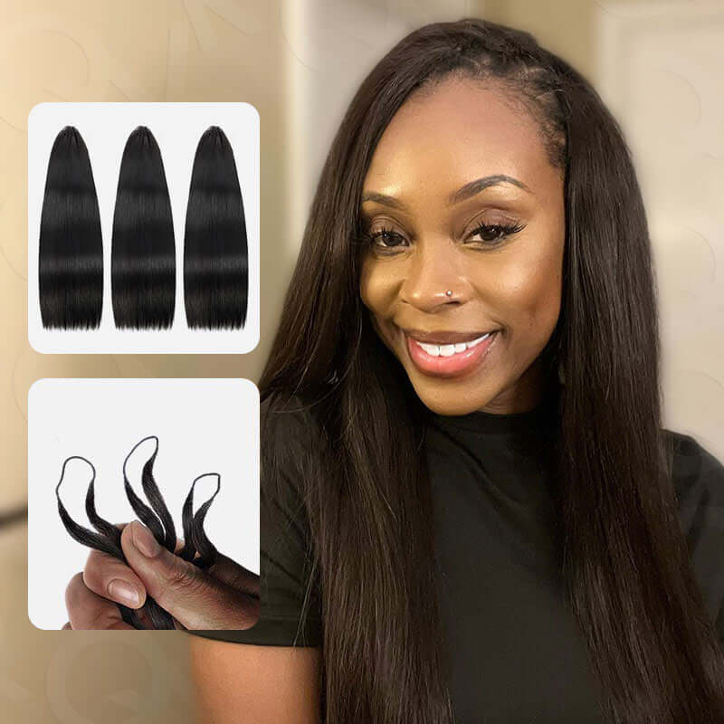 qvr soft natural black feather crochet human hair extensions