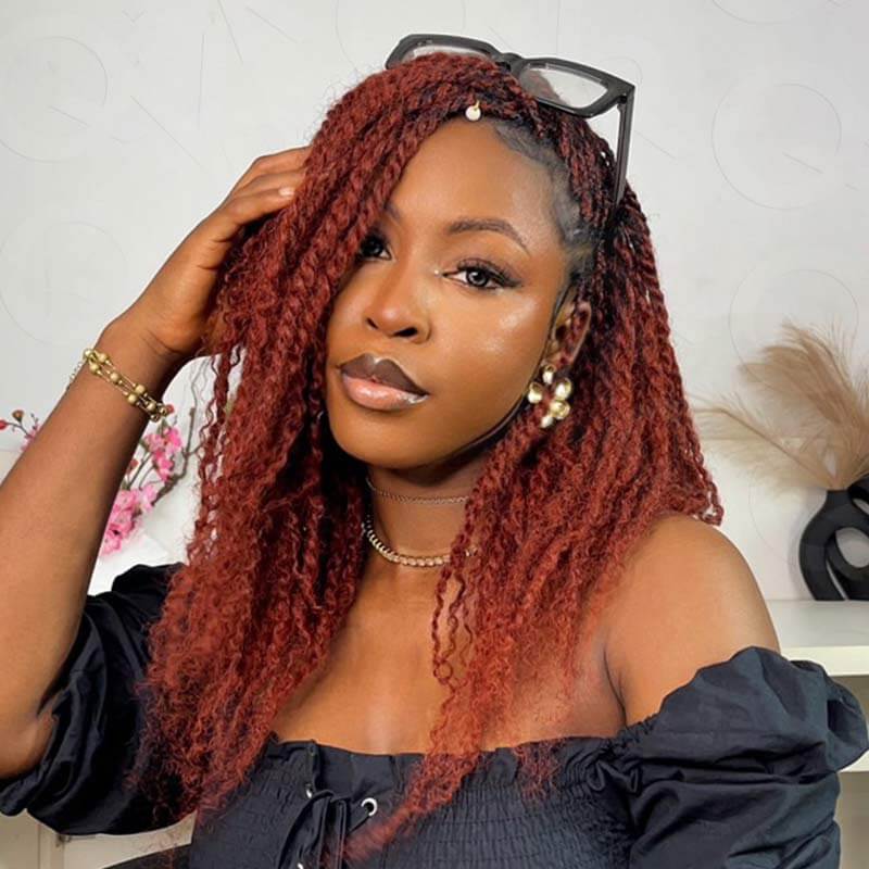 deep red afro kinky hair extensions for twists