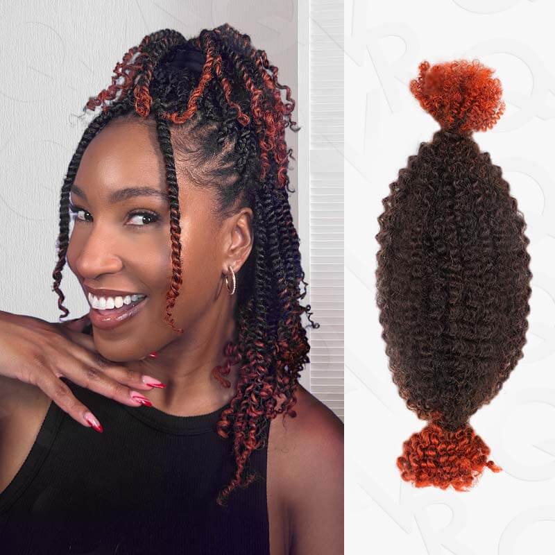QVR Ombre Afro Kinky Bulk Braids Hair Extensions for Passion Twists &amp; Locs