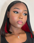 QVR red colored wear and go human hair wigs