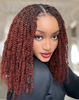 afro kinky hair extensions reddish brown colored human hair extensions