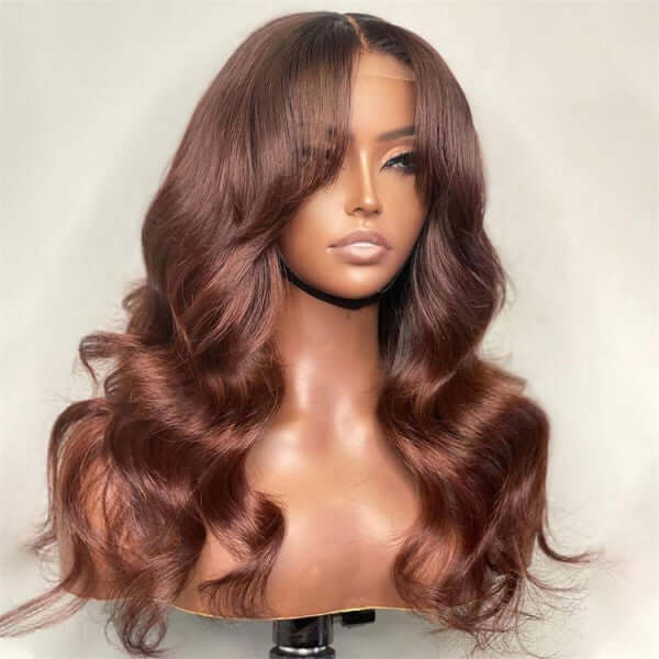 human hair lace wigs reddish brown body wave for effortless glam