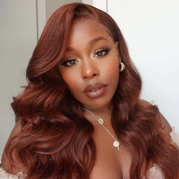 human hair wigs 13x4 reddish brown lace frontal for trendy black women