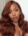 human hair wigs 13x4 reddish brown lace frontal for trendy black women