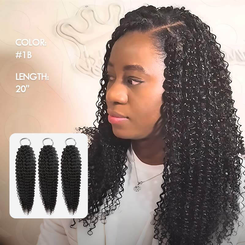 14 to 24 inches natural black 3 packs machine made crochet human hair
