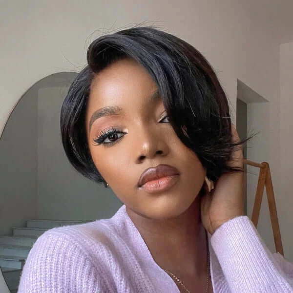 100 human hair pixie cut wigs for black women looking chic